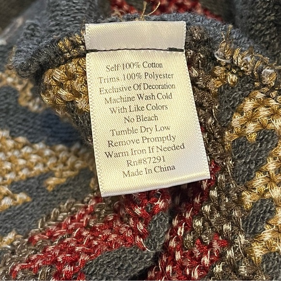 Johnny Was Aztec Gray Patterned Cardigan Sweater Women's Size Small - Picture 16 of 16